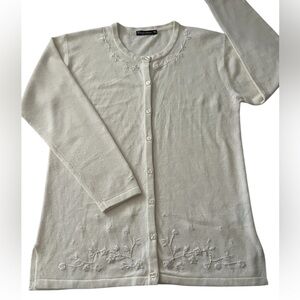 Perfection Ivory Embroidered Dress Sweater